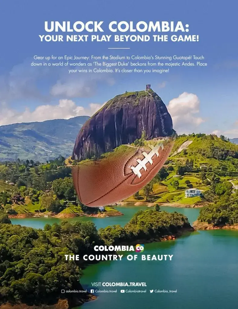 Banner de futbol americano con Colombia CO