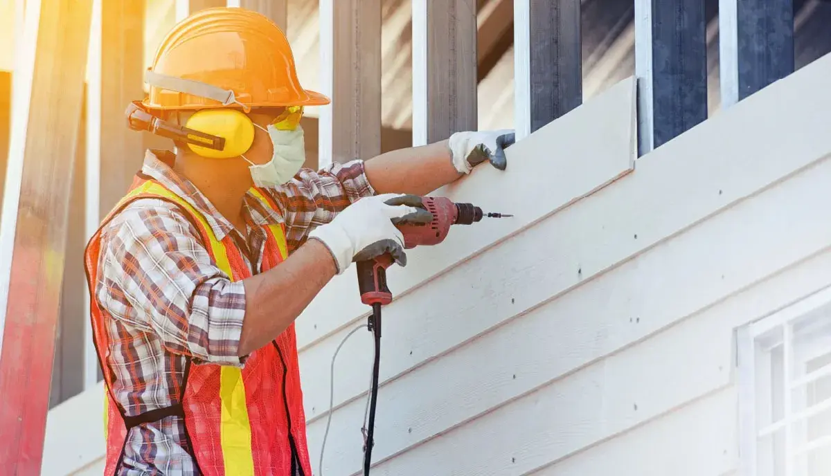 House construction by a worker