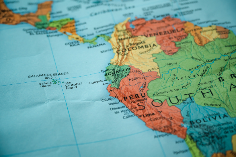 Mapa de una parte de América Latina.